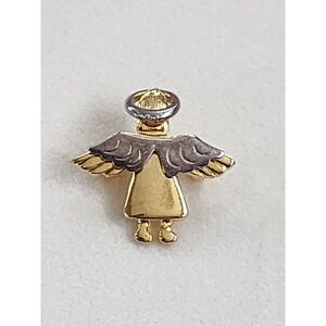 Vtg IMO‎ 1995 Signed Guardian Angel Pin Brooch Pendant Gold & Silver Tones